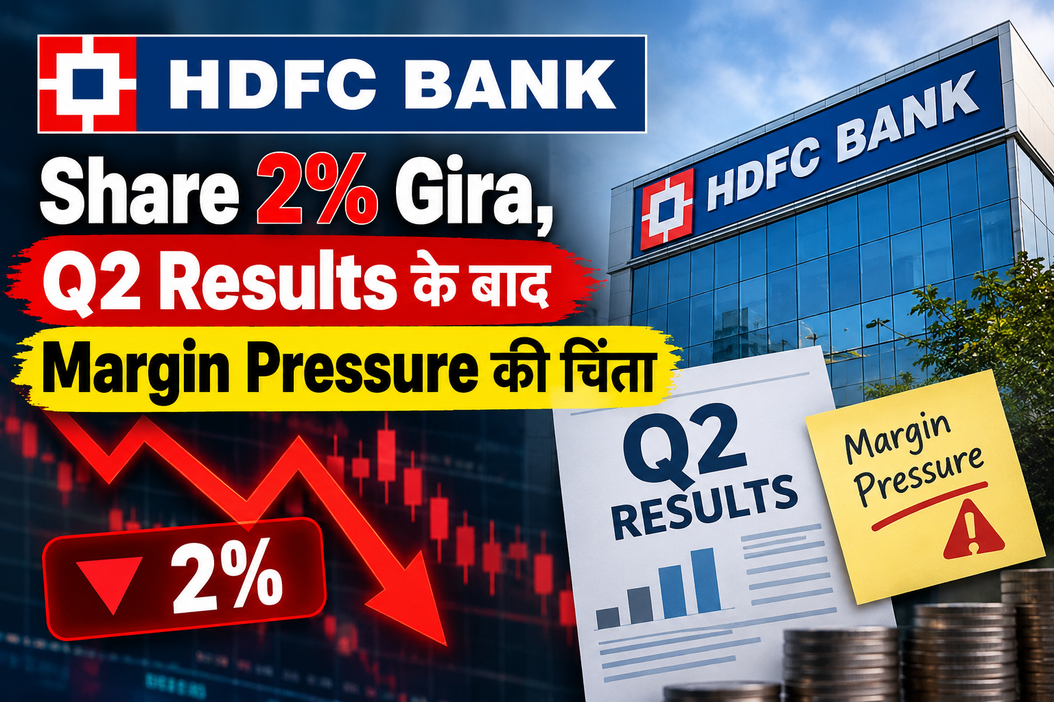 HDFC Bank Share 2% Gira, Q2 Results Ke Baad Margin Pressure Ki Chinta